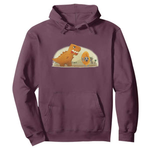 Dino Nuggets Chasing Cat Hoodie Funny Nugget Lover Gift TS12 Maroon Print Your Wear