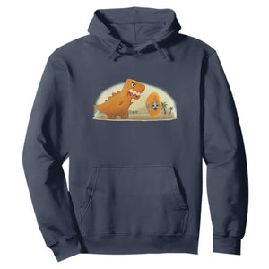 Dino Nuggets Chasing Cat Hoodie Funny Nugget Lover Gift TS12 Navy Print Your Wear