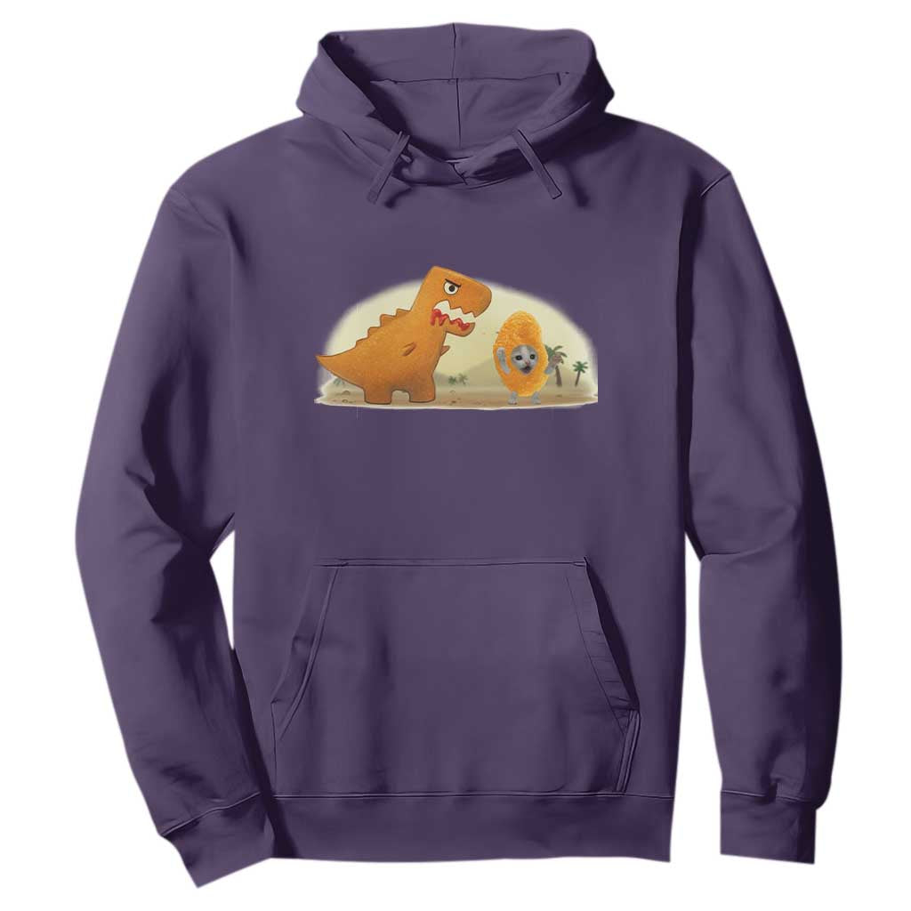 Dino Nuggets Chasing Cat Hoodie Funny Nugget Lover Gift TS12 Purple Print Your Wear