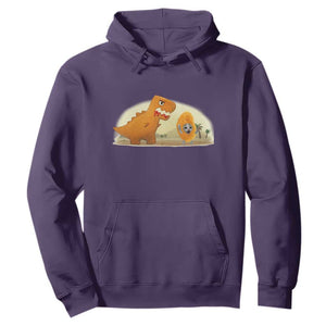 Dino Nuggets Chasing Cat Hoodie Funny Nugget Lover Gift TS12 Purple Print Your Wear