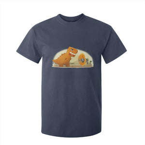 Dino Nuggets Chasing Cat T Shirt For Kid Funny Nugget Lover Gift TS12 Navy Print Your Wear