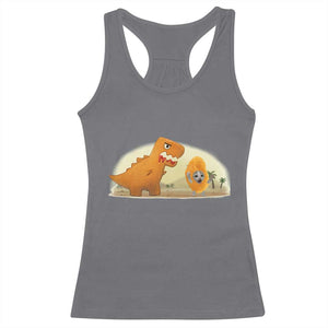 Dino Nuggets Chasing Cat Racerback Tank Top Funny Nugget Lover Gift TS12 Charcoal Print Your Wear
