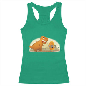 Dino Nuggets Chasing Cat Racerback Tank Top Funny Nugget Lover Gift TS12 Irish Green Print Your Wear