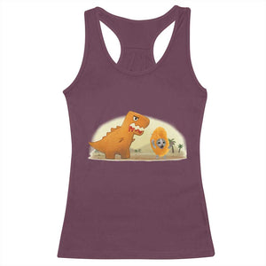 Dino Nuggets Chasing Cat Racerback Tank Top Funny Nugget Lover Gift TS12 Maroon Print Your Wear