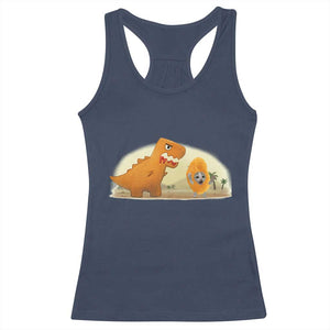 Dino Nuggets Chasing Cat Racerback Tank Top Funny Nugget Lover Gift TS12 Navy Print Your Wear