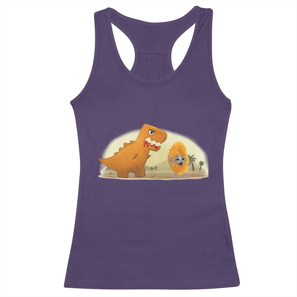 Dino Nuggets Chasing Cat Racerback Tank Top Funny Nugget Lover Gift TS12 Purple Print Your Wear