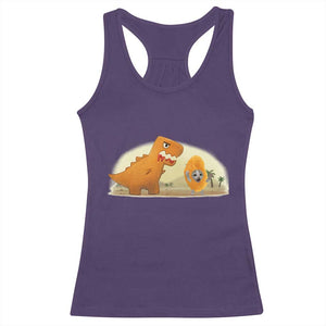 Dino Nuggets Chasing Cat Racerback Tank Top Funny Nugget Lover Gift TS12 Purple Print Your Wear
