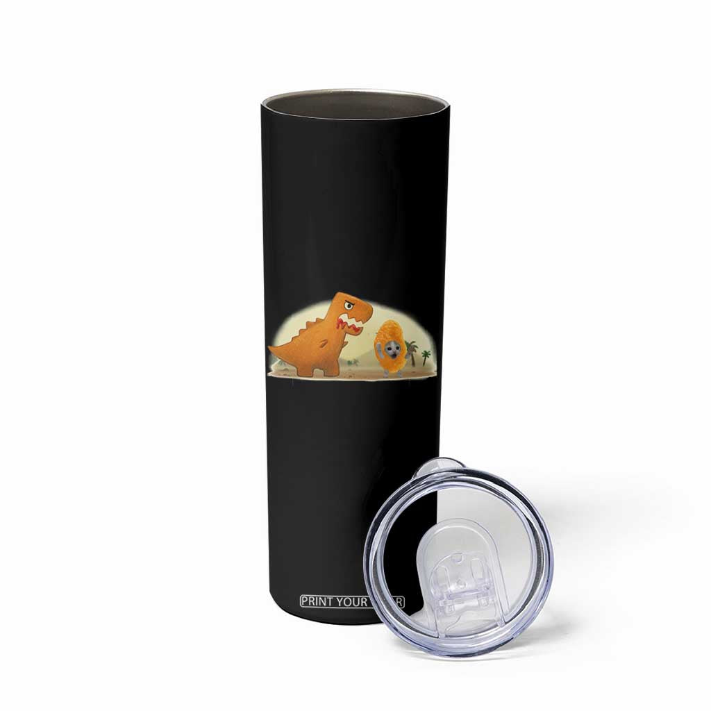Dino Nuggets Chasing Cat Skinny Tumbler Funny Nugget Lover Gift TS12 Print Your Wear