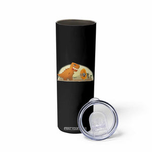 Dino Nuggets Chasing Cat Skinny Tumbler Funny Nugget Lover Gift TS12 Print Your Wear