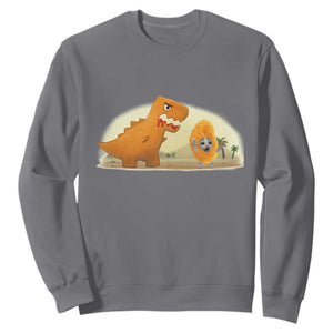 Dino Nuggets Chasing Cat Sweatshirt Funny Nugget Lover Gift TS12 Charcoal Print Your Wear