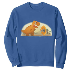 Dino Nuggets Chasing Cat Sweatshirt Funny Nugget Lover Gift TS12 Royal Blue Print Your Wear