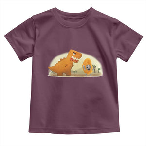 Dino Nuggets Chasing Cat Toddler T Shirt Funny Nugget Lover Gift TS12 Maroon Print Your Wear