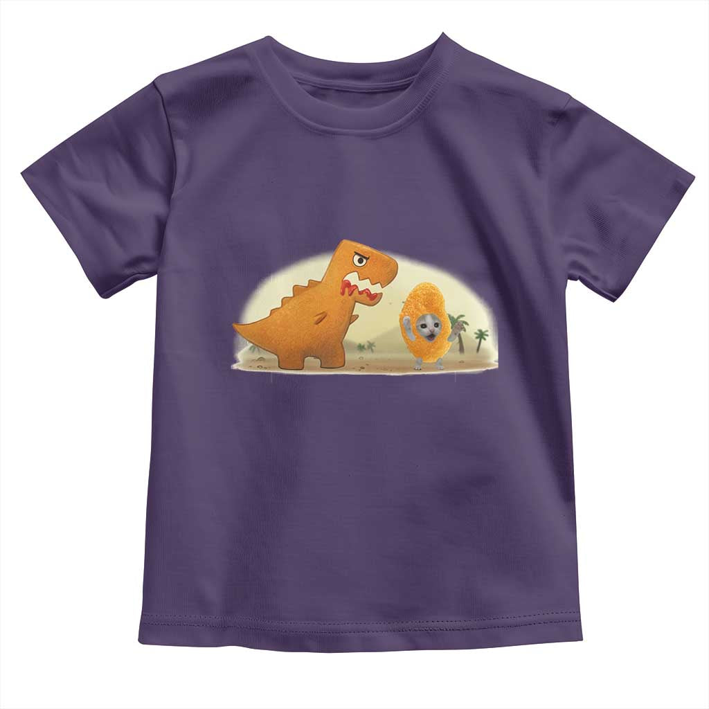 Dino Nuggets Chasing Cat Toddler T Shirt Funny Nugget Lover Gift TS12 Purple Print Your Wear