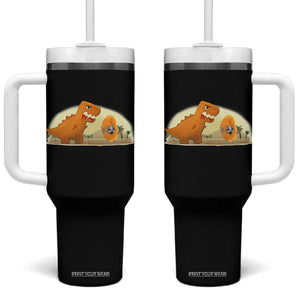 Dino Nuggets Chasing Cat Tumbler With Handle Funny Nugget Lover Gift TS12 One Size: 40 oz Black Print Your Wear