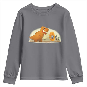 Dino Nuggets Chasing Cat Youth Sweatshirt Funny Nugget Lover Gift TS12 Charcoal Print Your Wear