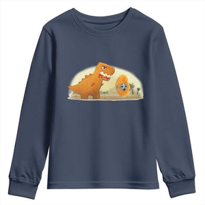 Dino Nuggets Chasing Cat Youth Sweatshirt Funny Nugget Lover Gift TS12 Navy Print Your Wear