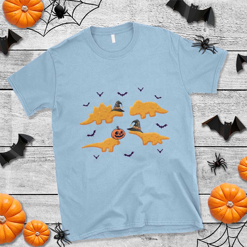 Halloween Dinosaur Nugget T Shirt Funny Spooky Food Gift TS12 Light Blue Print Your Wear