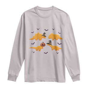 Halloween Dinosaur Nugget Long Sleeve Shirt Funny Spooky Food Gift TS12 Ice Gray Print Your Wear