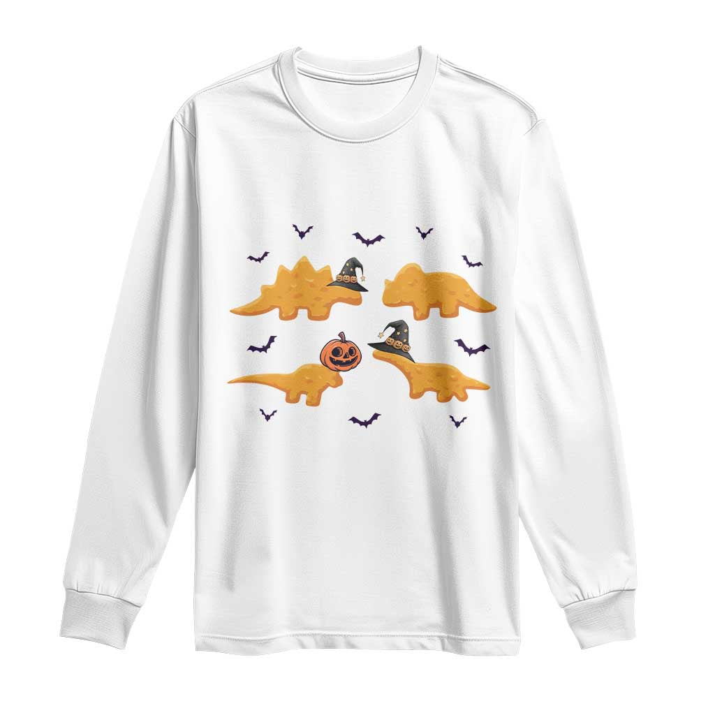 Halloween Dinosaur Nugget Long Sleeve Shirt Funny Spooky Food Gift TS12 White Print Your Wear