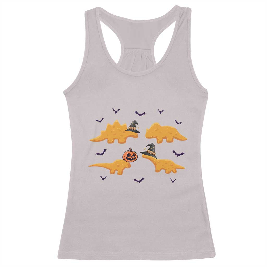 Halloween Dinosaur Nugget Racerback Tank Top Funny Spooky Food Gift TS12 Ice Gray Print Your Wear