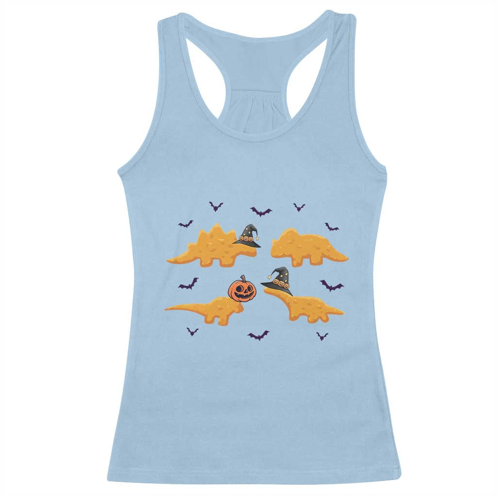 Halloween Dinosaur Nugget Racerback Tank Top Funny Spooky Food Gift TS12 Light Blue Print Your Wear