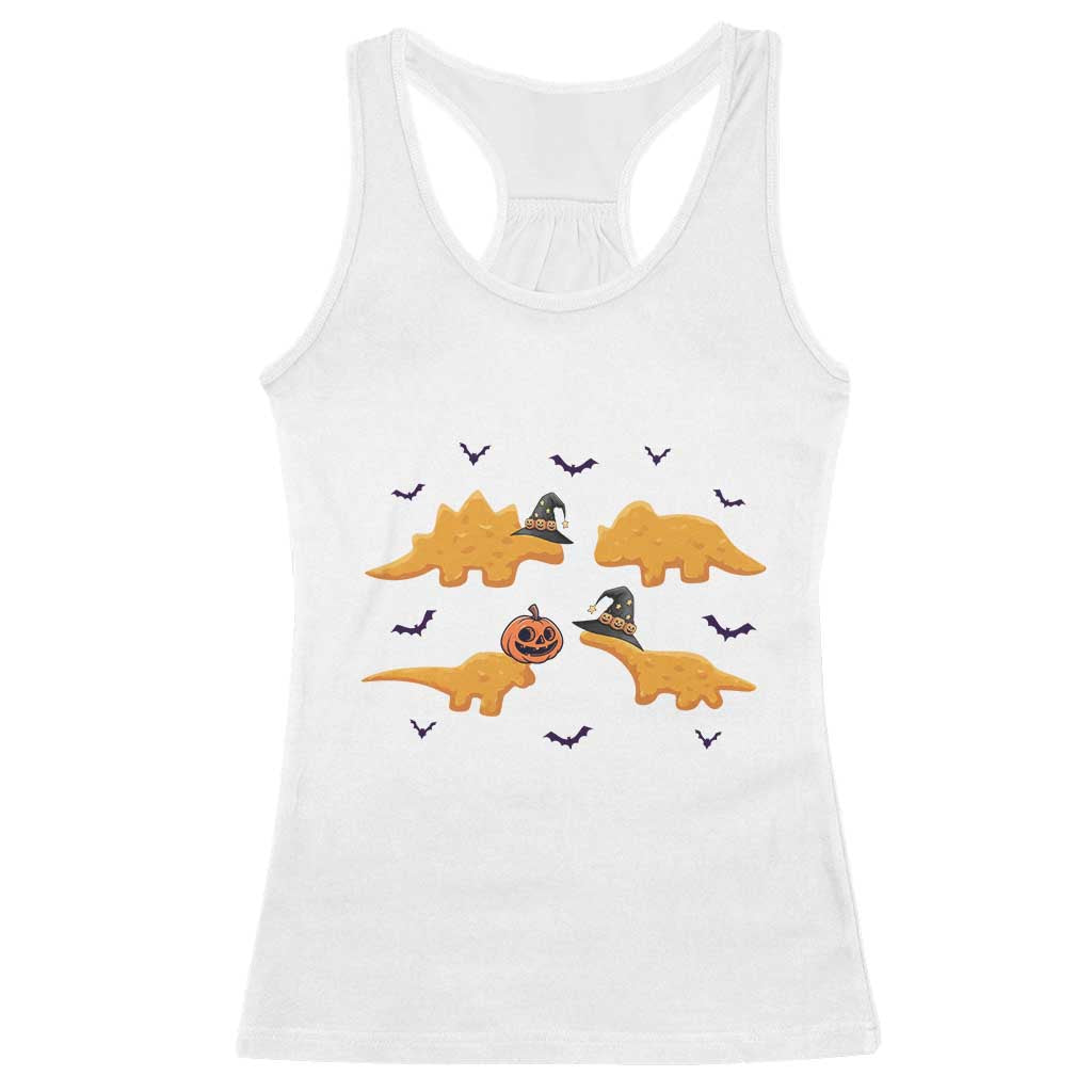 Halloween Dinosaur Nugget Racerback Tank Top Funny Spooky Food Gift TS12 White Print Your Wear