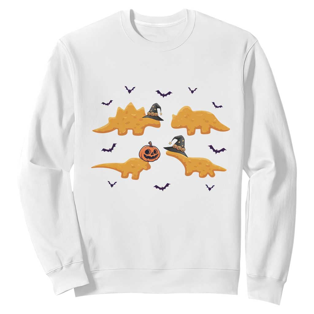 Halloween Dinosaur Nugget Sweatshirt Funny Spooky Food Gift TS12 White Print Your Wear