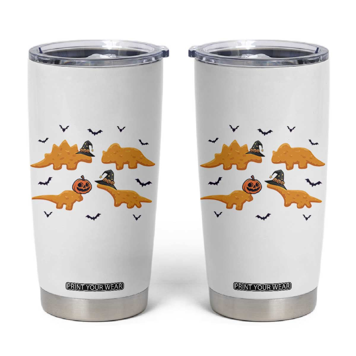 Halloween Dinosaur Nugget Tumbler Cup Funny Spooky Food Gift TS12 White Print Your Wear