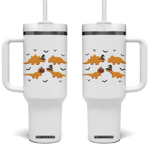 Halloween Dinosaur Nugget Tumbler With Handle Funny Spooky Food Gift TS12 One Size: 40 oz White Print Your Wear