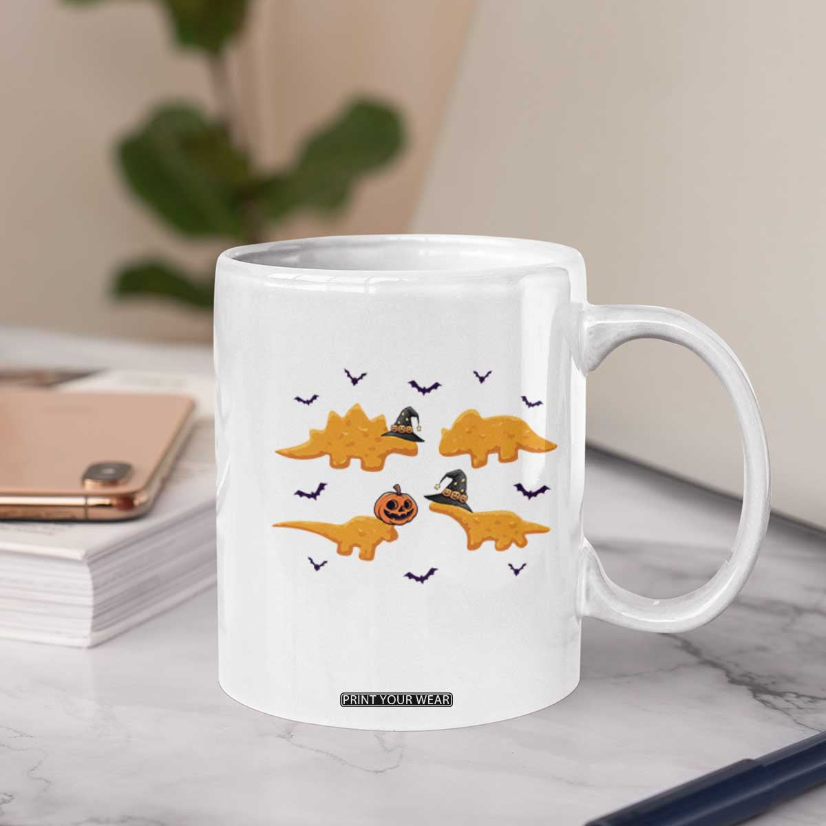 Halloween Dinosaur Nugget Coffee Mug Funny Spooky Food Gift TS12 Print Your Wear