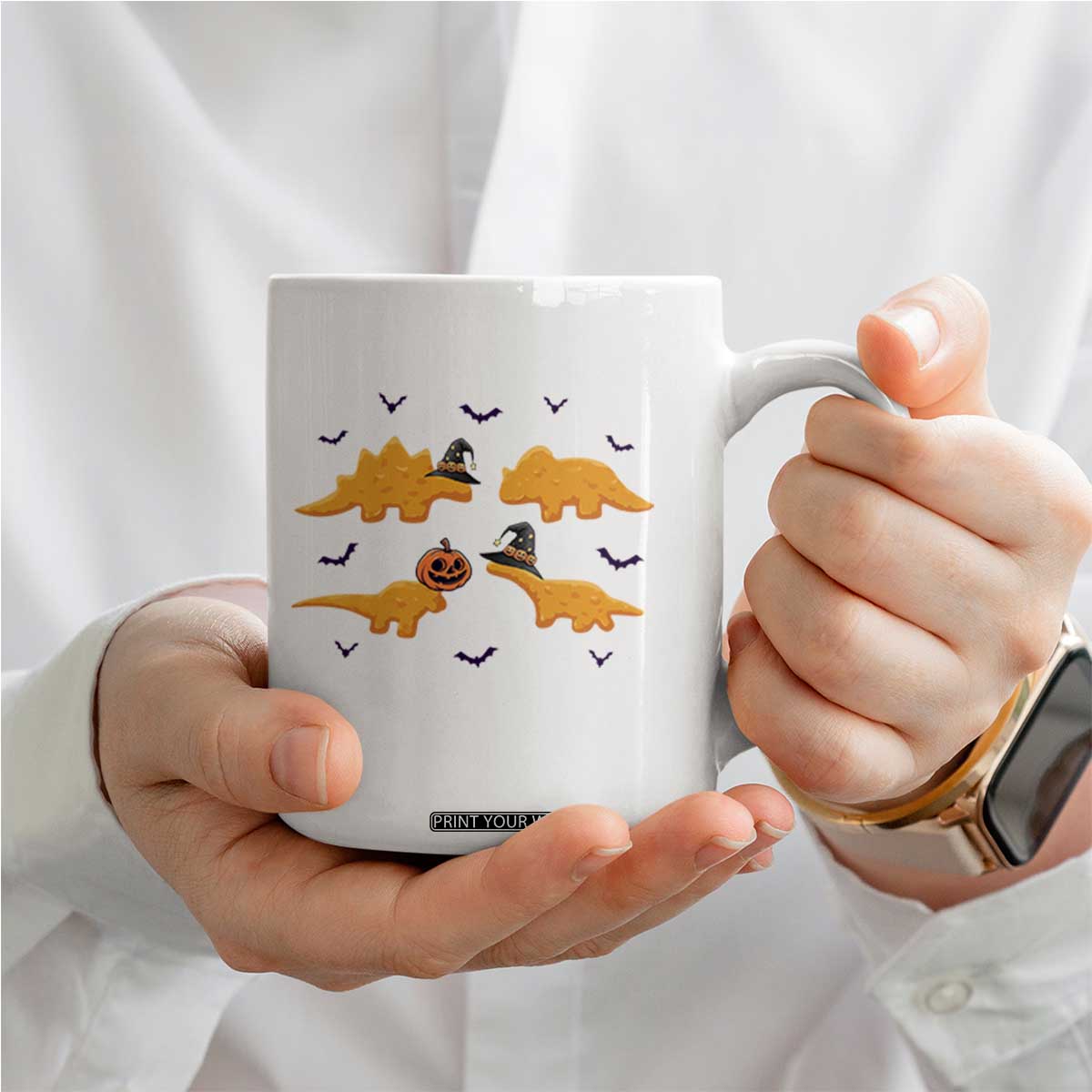 Halloween Dinosaur Nugget Coffee Mug Funny Spooky Food Gift TS12 Print Your Wear