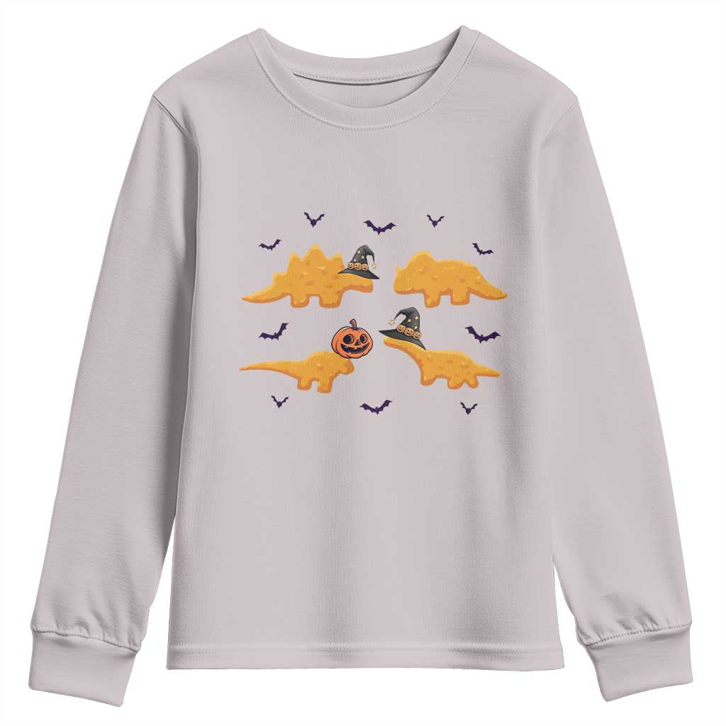 Halloween Dinosaur Nugget Youth Sweatshirt Funny Spooky Food Gift TS12 Ice Gray Print Your Wear