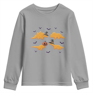 Halloween Dinosaur Nugget Youth Sweatshirt Funny Spooky Food Gift TS12 Sport Gray Print Your Wear