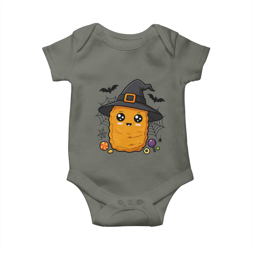 Halloween Nugget With Witch Hat Baby Onesie Funny Food Gift TS12 Military Green Print Your Wear