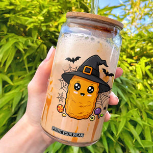 Halloween Nugget With Witch Hat Glass Can Funny Food Gift TS12 White Print Your Wear