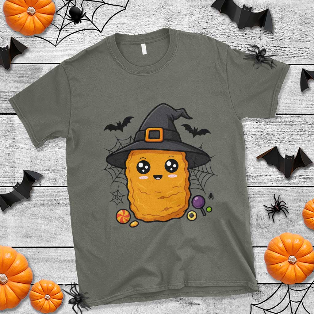 Halloween Nugget With Witch Hat T Shirt Funny Food Gift TS12 Military Green Print Your Wear