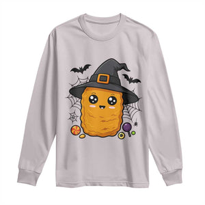 Halloween Nugget With Witch Hat Long Sleeve Shirt Funny Food Gift TS12 Ice Gray Print Your Wear