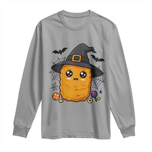 Halloween Nugget With Witch Hat Long Sleeve Shirt Funny Food Gift TS12 Sport Gray Print Your Wear