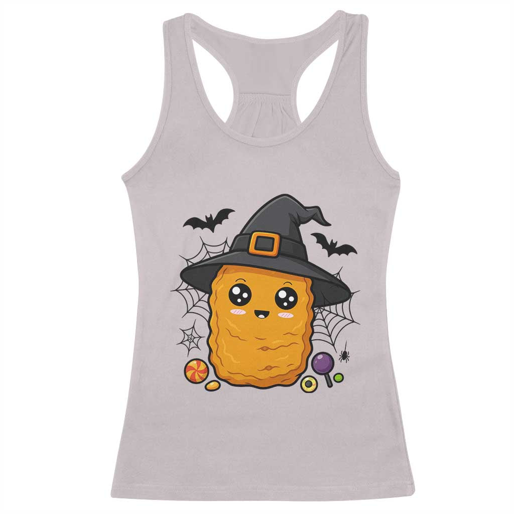 Halloween Nugget With Witch Hat Racerback Tank Top Funny Food Gift TS12 Ice Gray Print Your Wear