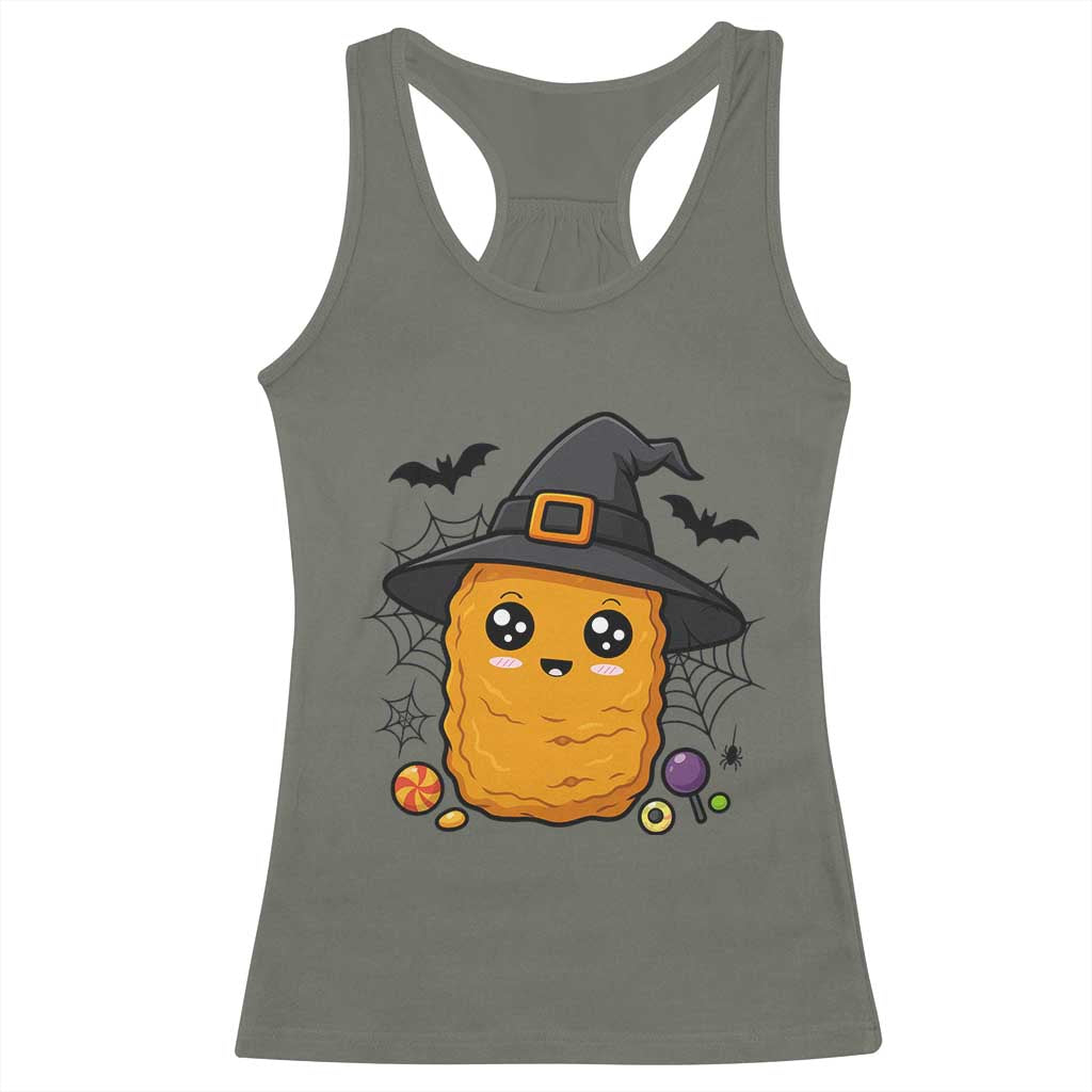 Halloween Nugget With Witch Hat Racerback Tank Top Funny Food Gift TS12 Military Green Print Your Wear