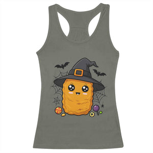 Halloween Nugget With Witch Hat Racerback Tank Top Funny Food Gift TS12 Military Green Print Your Wear