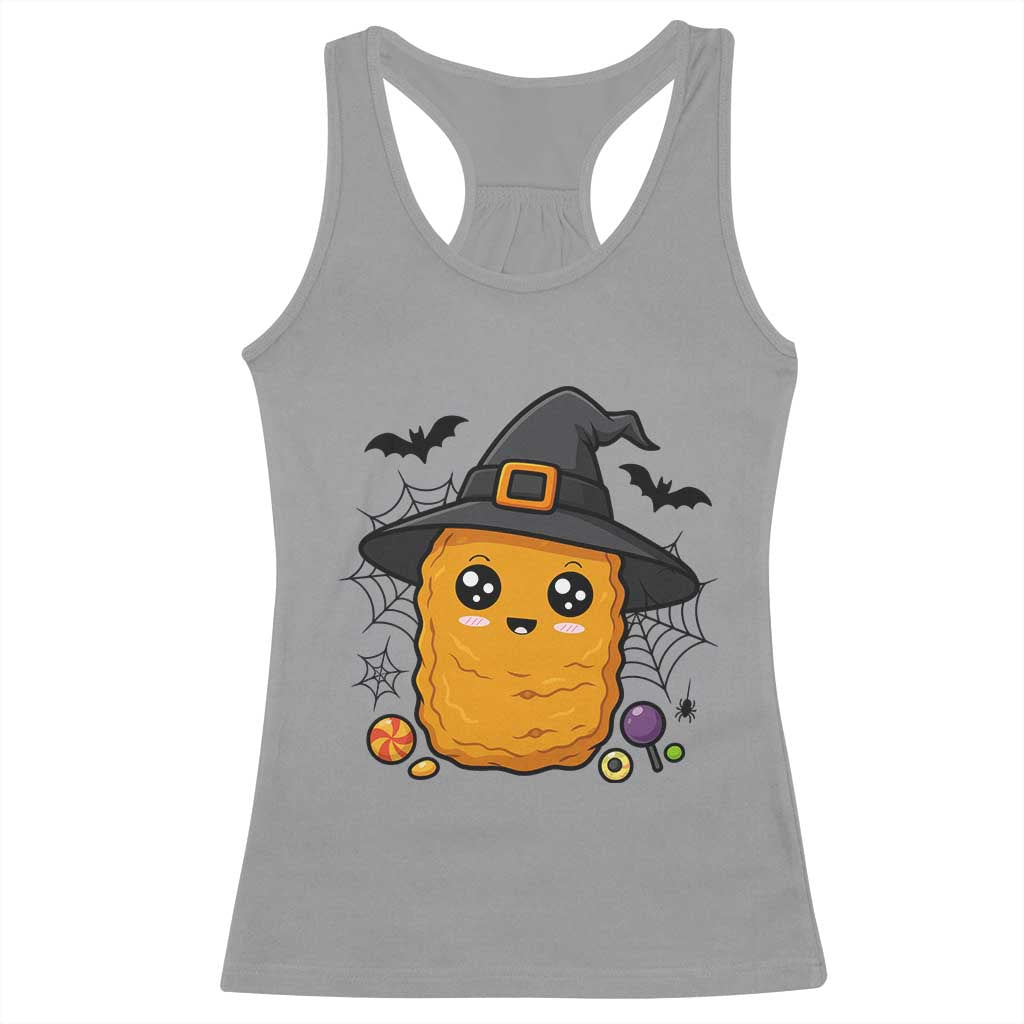 Halloween Nugget With Witch Hat Racerback Tank Top Funny Food Gift TS12 Sport Gray Print Your Wear