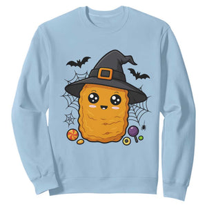 Halloween Nugget With Witch Hat Sweatshirt Funny Food Gift TS12 Light Blue Print Your Wear