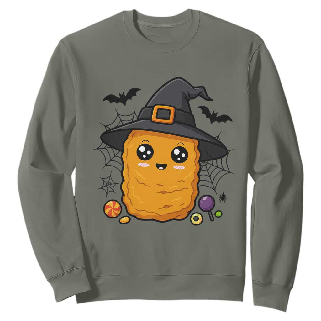 Halloween Nugget With Witch Hat Sweatshirt Funny Food Gift TS12 Military Green Print Your Wear