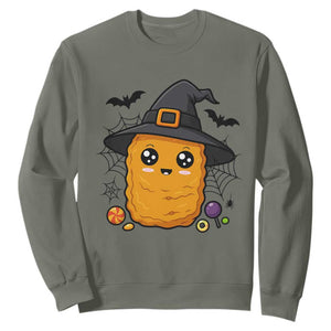 Halloween Nugget With Witch Hat Sweatshirt Funny Food Gift TS12 Military Green Print Your Wear