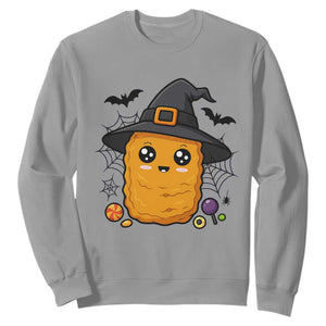 Halloween Nugget With Witch Hat Sweatshirt Funny Food Gift TS12 Sport Gray Print Your Wear