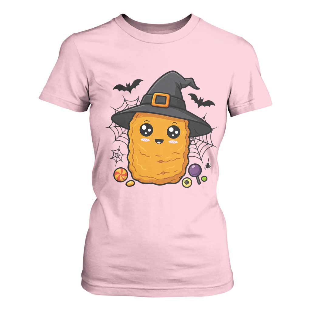 Halloween Nugget With Witch Hat T Shirt For Women Funny Food Gift TS12 Light Pink Print Your Wear