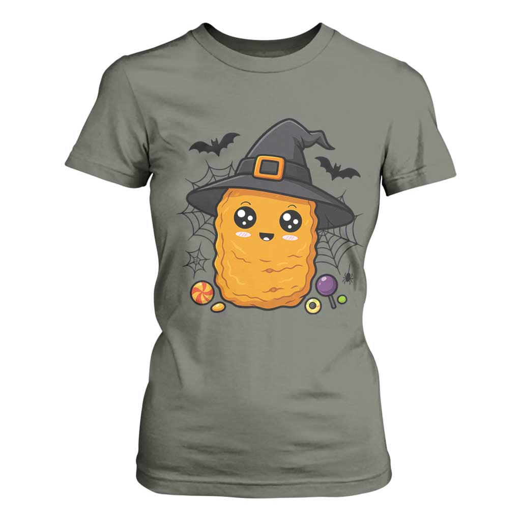 Halloween Nugget With Witch Hat T Shirt For Women Funny Food Gift TS12 Military Green Print Your Wear