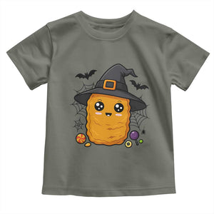 Halloween Nugget With Witch Hat Toddler T Shirt Funny Food Gift TS12 Military Green Print Your Wear