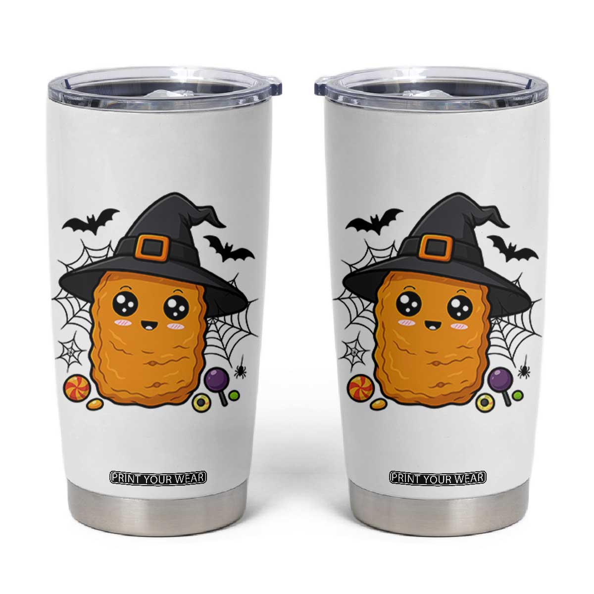 Halloween Nugget With Witch Hat Tumbler Cup Funny Food Gift TS12 White Print Your Wear